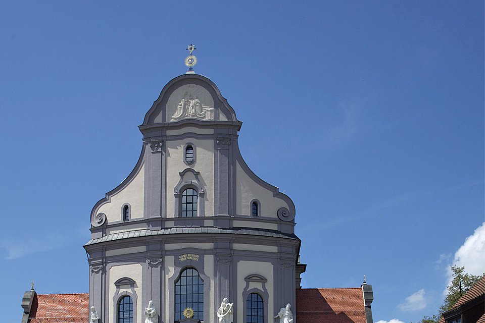 The Basilica of Saint Anne and the small octagonal Chapel of Grace at the Marian shrine of Altötting, Bavaria
