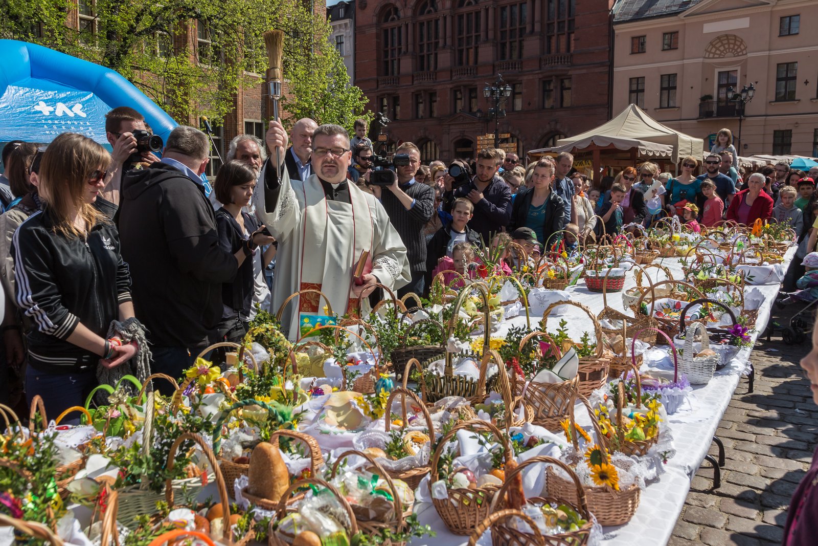 A traditional Easter basket of food brought for blessing