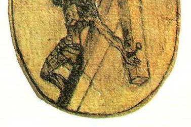 A small, rough ink sketch attributed to Saint John of the Cross showing Christ crucified, viewed from above and behind