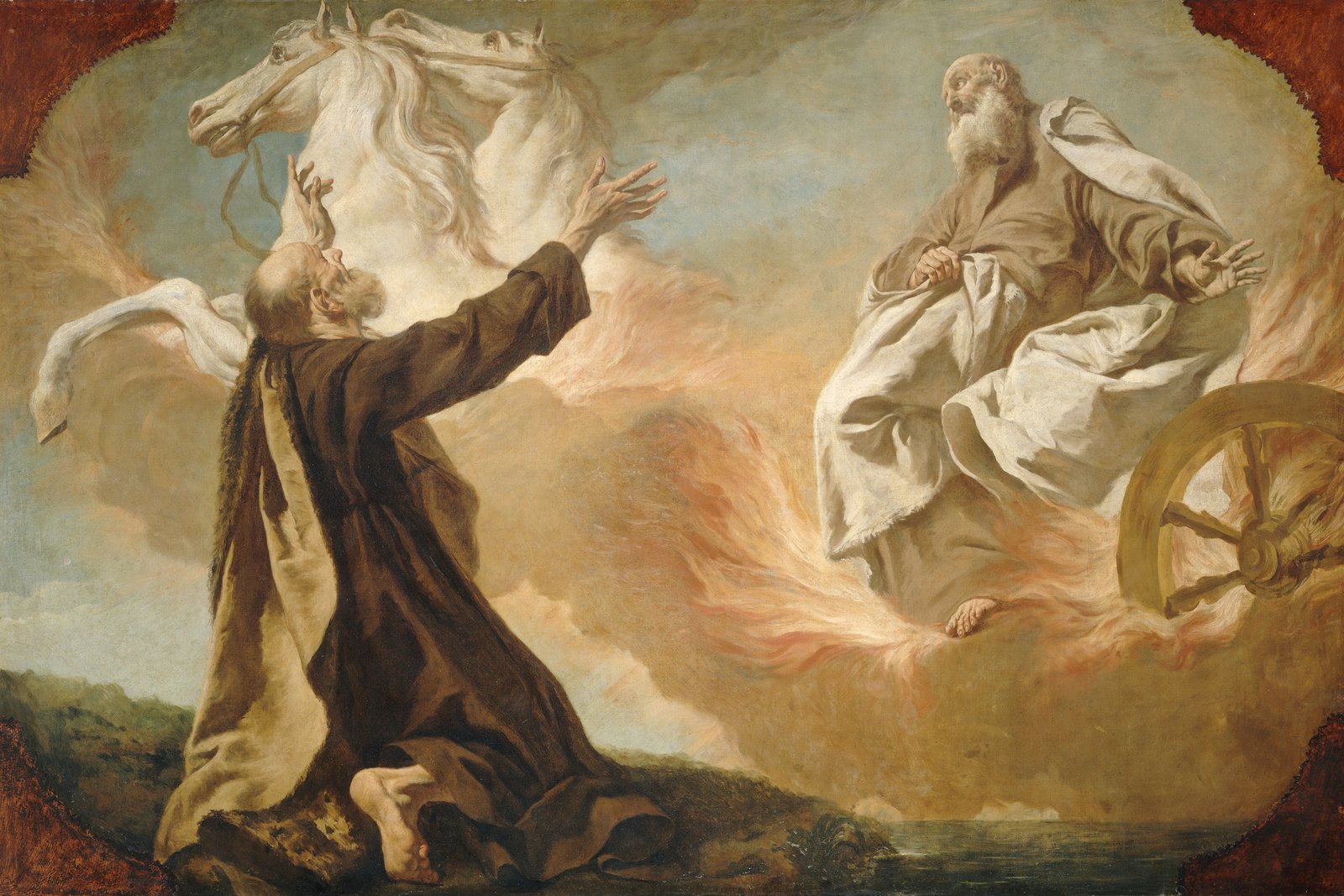 The prophet Elijah taken up to heaven in a fiery chariot