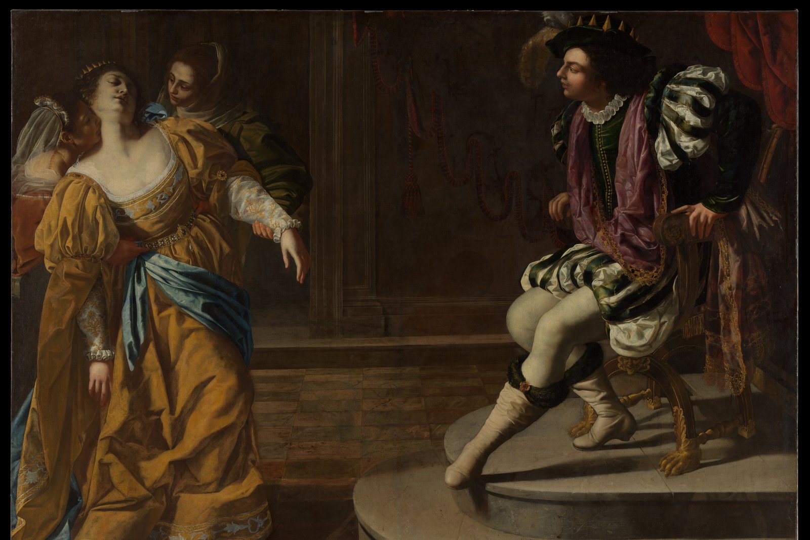 Queen Esther approaching King Ahasuerus to plead for her people, Baroque painting