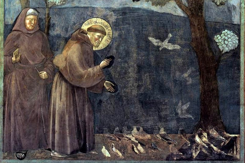 Eines von Giottos Freskenfeldern aus dem Franziskus-Zyklus in der Oberkirche von San Francesco in Assisi.