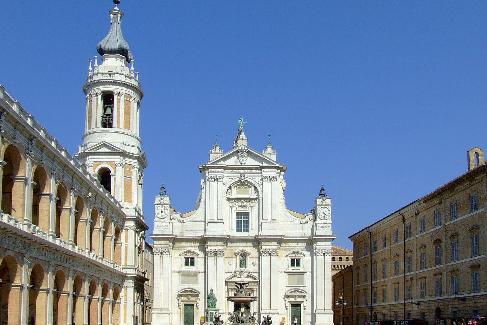 The Baroque marble facade of the Basilica of the Holy House in Loreto, Italy.
