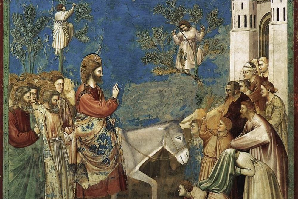 Entry into Jerusalem by Giotto, fresco of Christ's arrival on Palm Sunday, Scrovegni Chapel