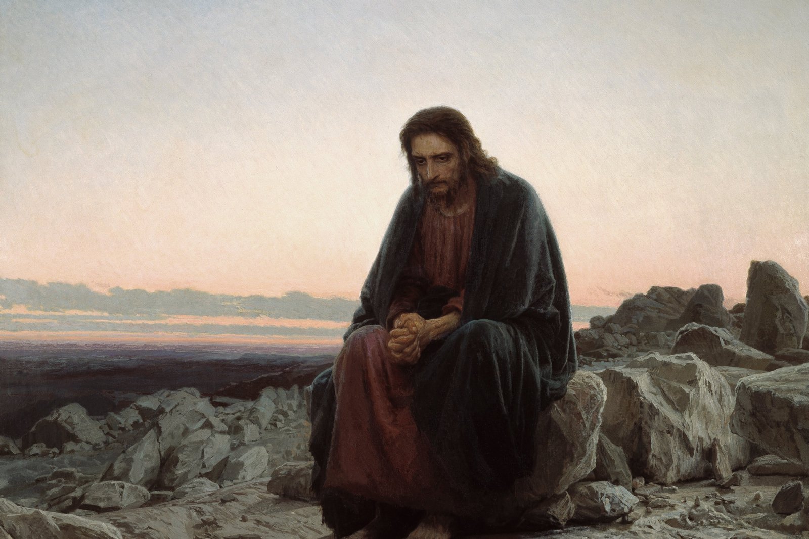 Christ in the Wilderness by Ivan Kramskoi, depicting Jesus during his forty days of fasting in the desert