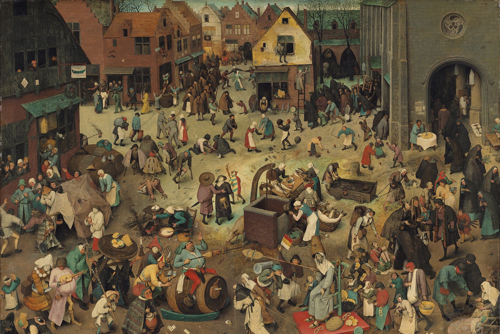 The Fight Between Carnival and Lent, depicting feasting and fasting side by side