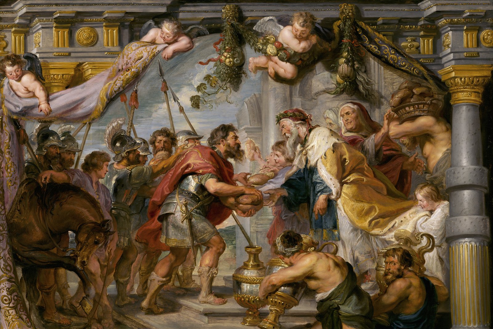 Melchizedek, king of Salem, presenting bread and wine to Abraham after his return from battle