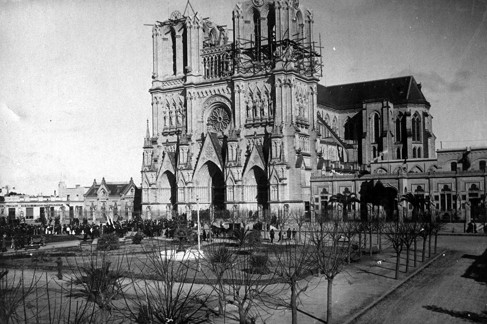The Basilica of Our Lady of Luján, Argentina, photographed during its construction in 1925