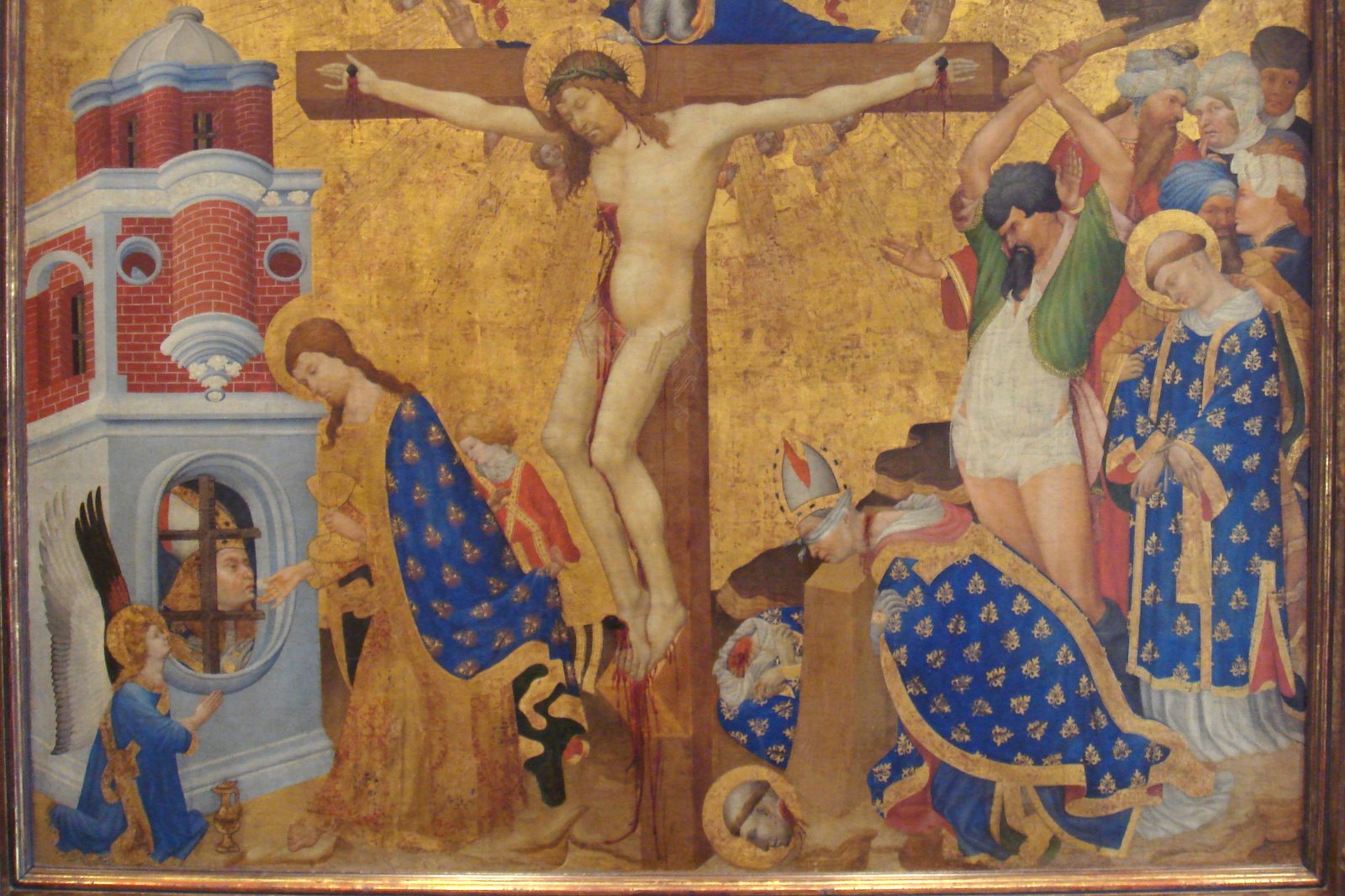 A 15th-century altarpiece panel depicting Saint Denis, bishop and martyr.