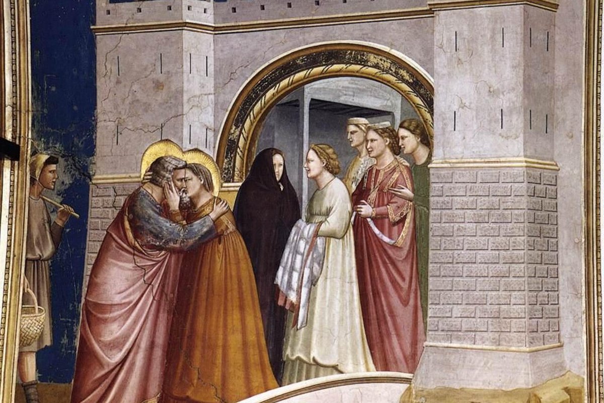 Giotto's fresco of Joachim and Anne embracing at the Golden Gate