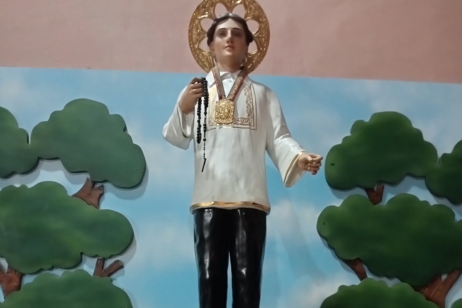 A statue of San Lorenzo (Lawrence) Ruiz inside Binondo Church in Manila, Philippines.
