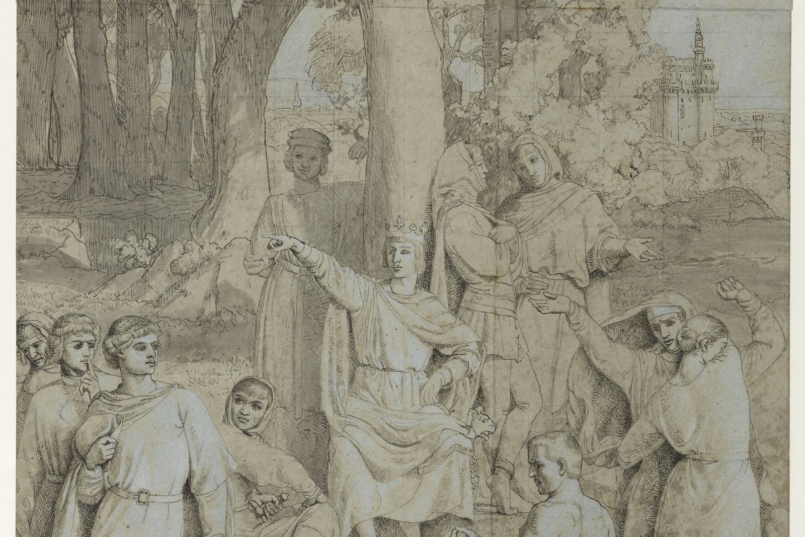A 19th-century painting of King Louis IX of France in royal and devotional dress.