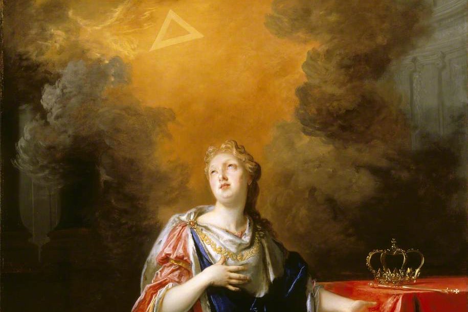 Saint Margaret, Queen of Scotland, portrait by Nicolas de Largilliere, in royal attire