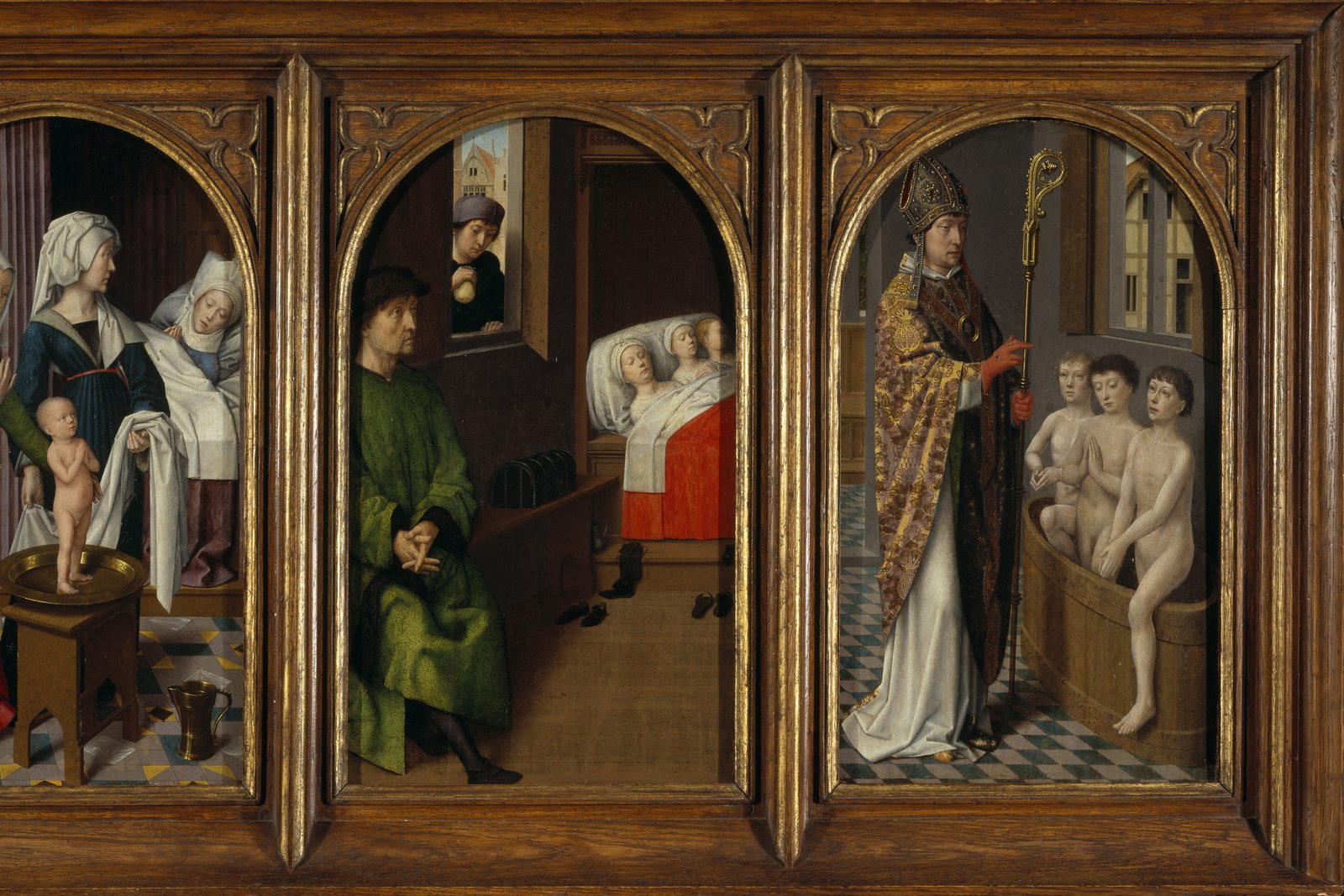 Tres leyendas de San Nicolás representadas en un panel medieval