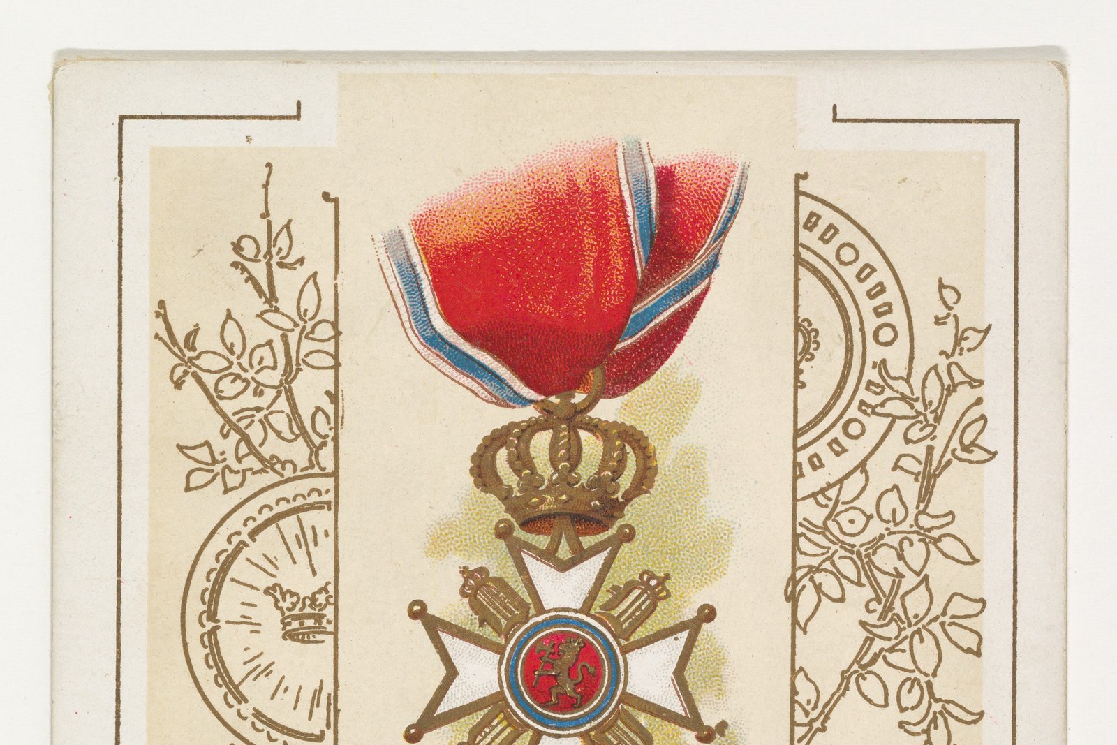 Saint Olaf, King of Norway, holding an axe and orb, illustration from the Allen and Ginter World's Decorations trading card series, 1890