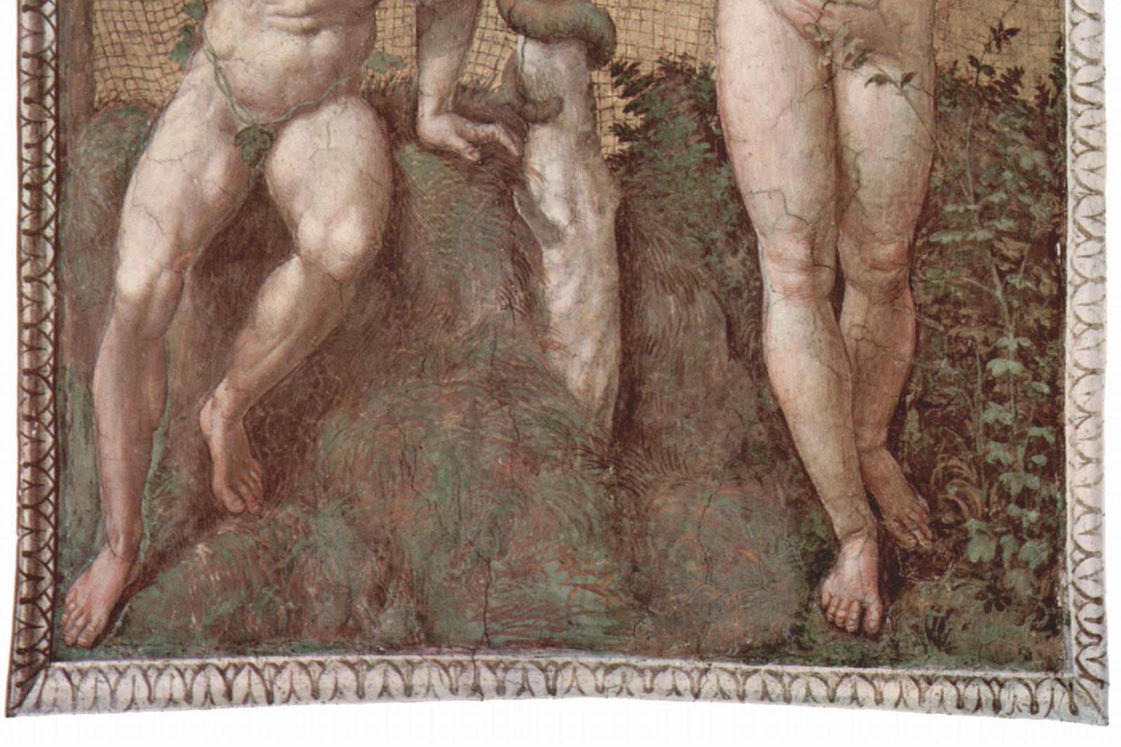 Detalle de la Madonna Sixtina de Rafael que muestra a los dos querubines alados apoyando la barbilla en los brazos al borde inferior de la pintura.