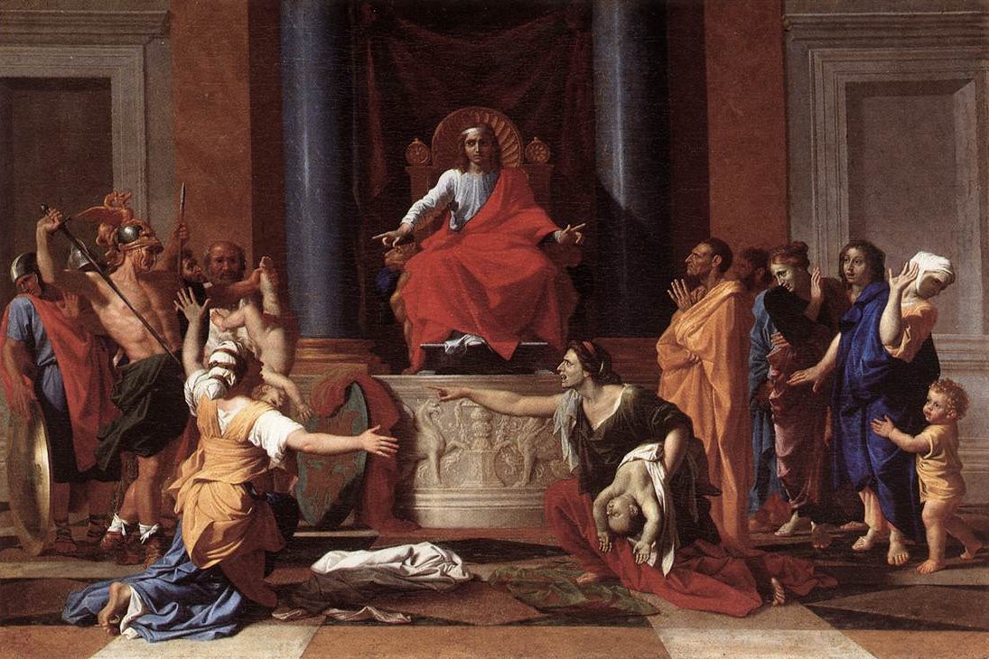 The Judgment of Solomon, showing the king ordering the disputed infant divided in two