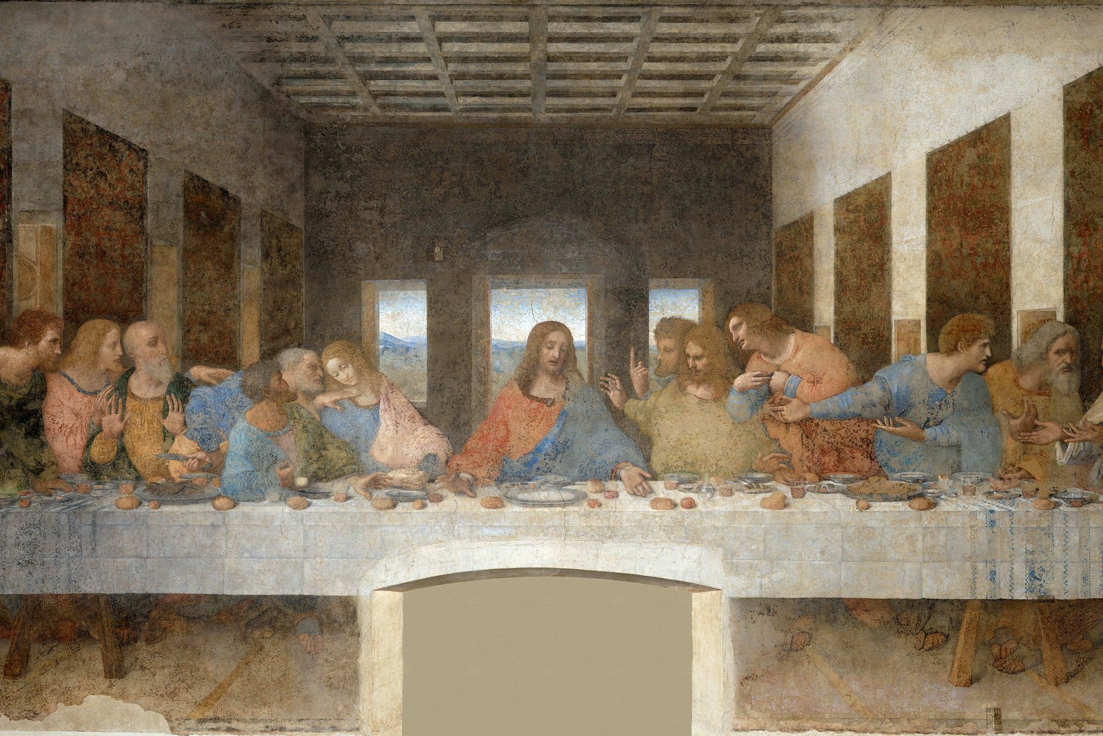 Leonardo da Vinci's Last Supper, depicting Christ with the Twelve Apostles, traditionally each credited with an article of the Creed