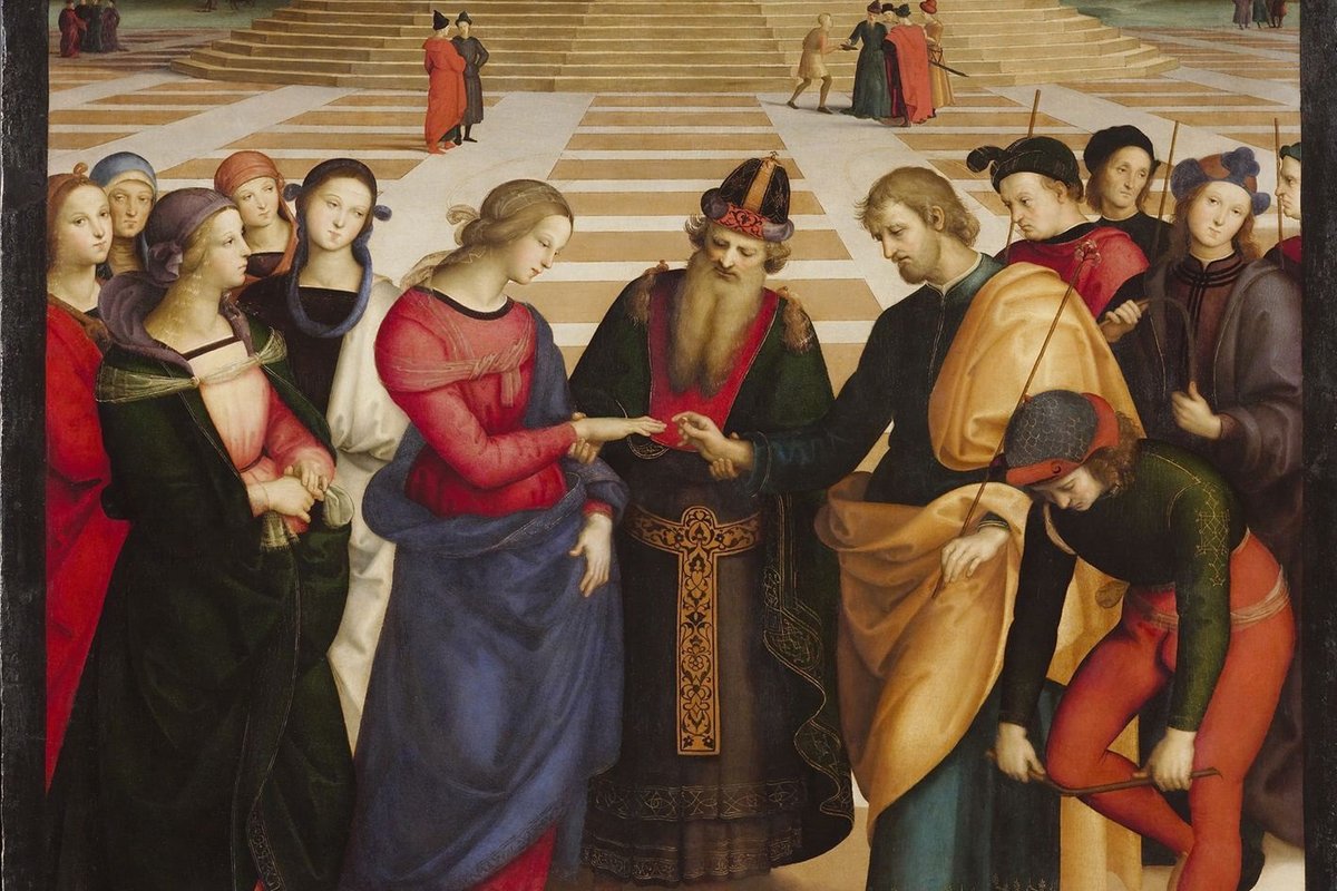The betrothal of Mary and Joseph before the high priest, painting by Raphael