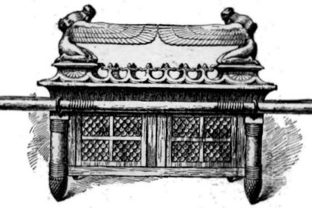 The Ark of the Covenant with two golden cherubim facing each other above its cover