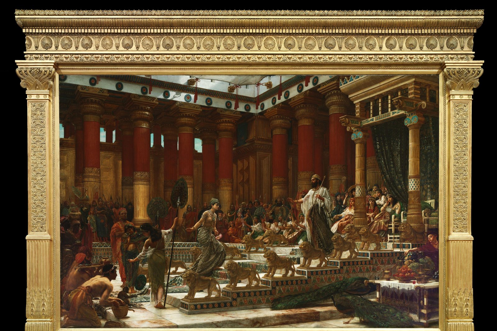 The Queen of Sheba presenting gifts to King Solomon in his court, painting by Edward Poynter