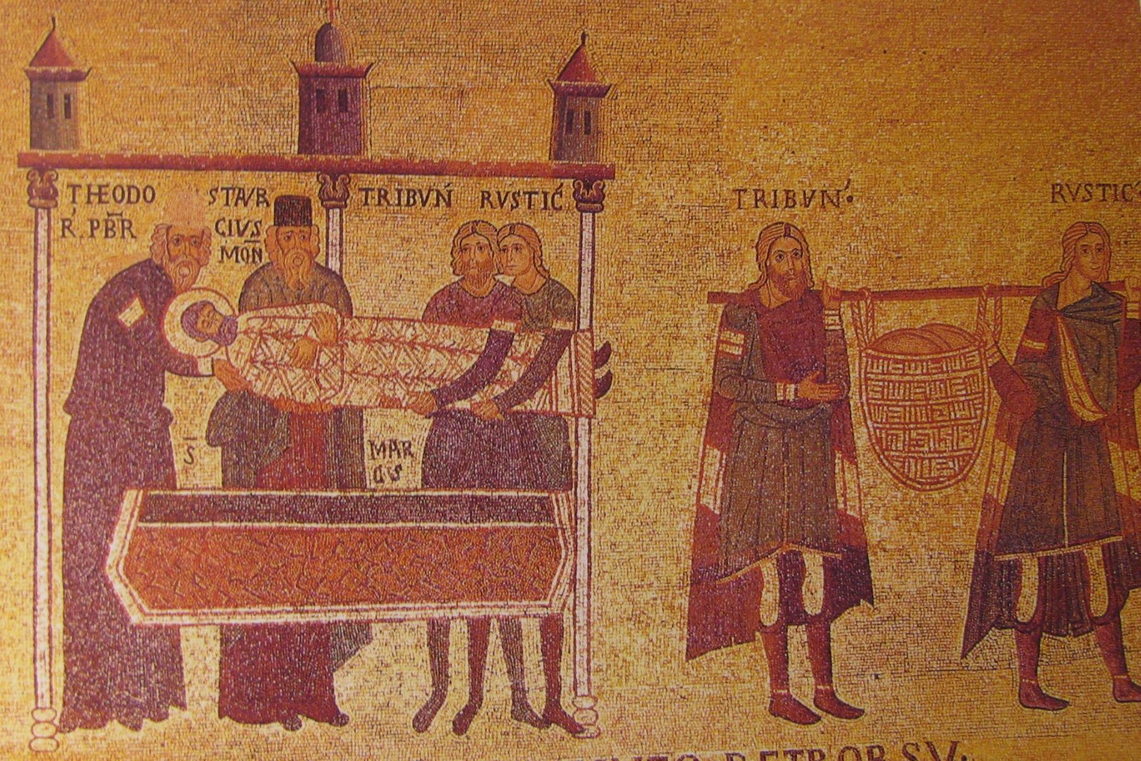 An 11th-century mosaic in St. Mark's Basilica, Venice, depicting the translation of the relics of Saint Mark