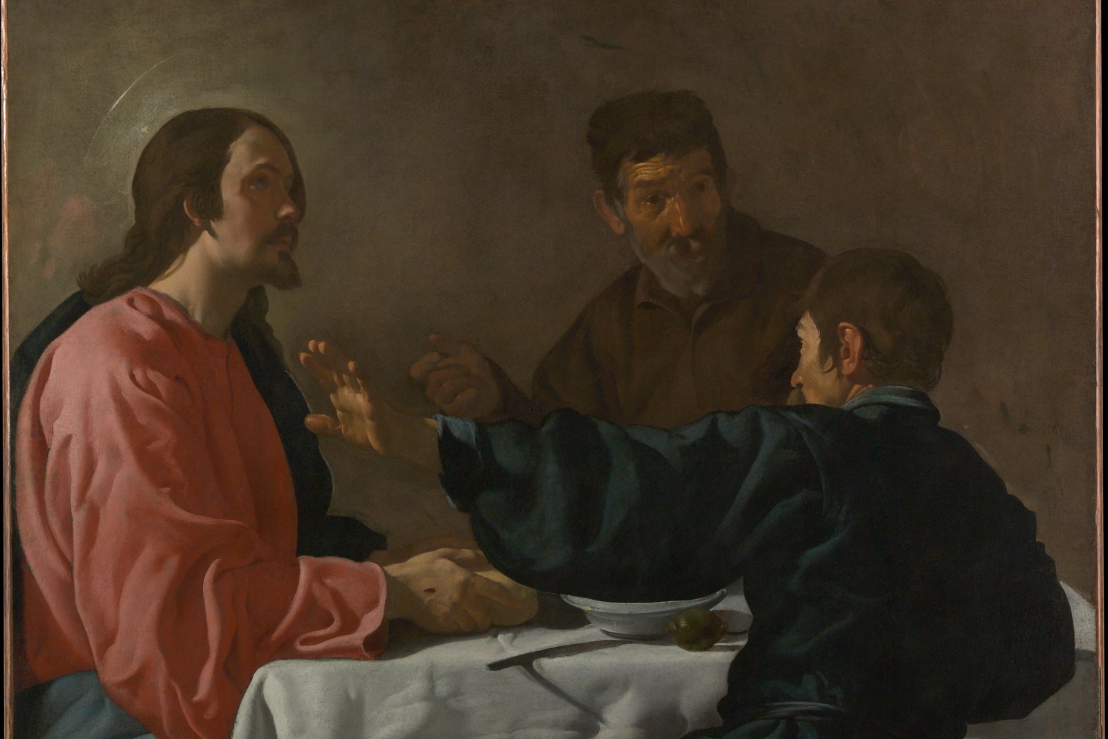 The disciples recognizing the risen Christ at the supper table in Emmaus, painting by Velazquez