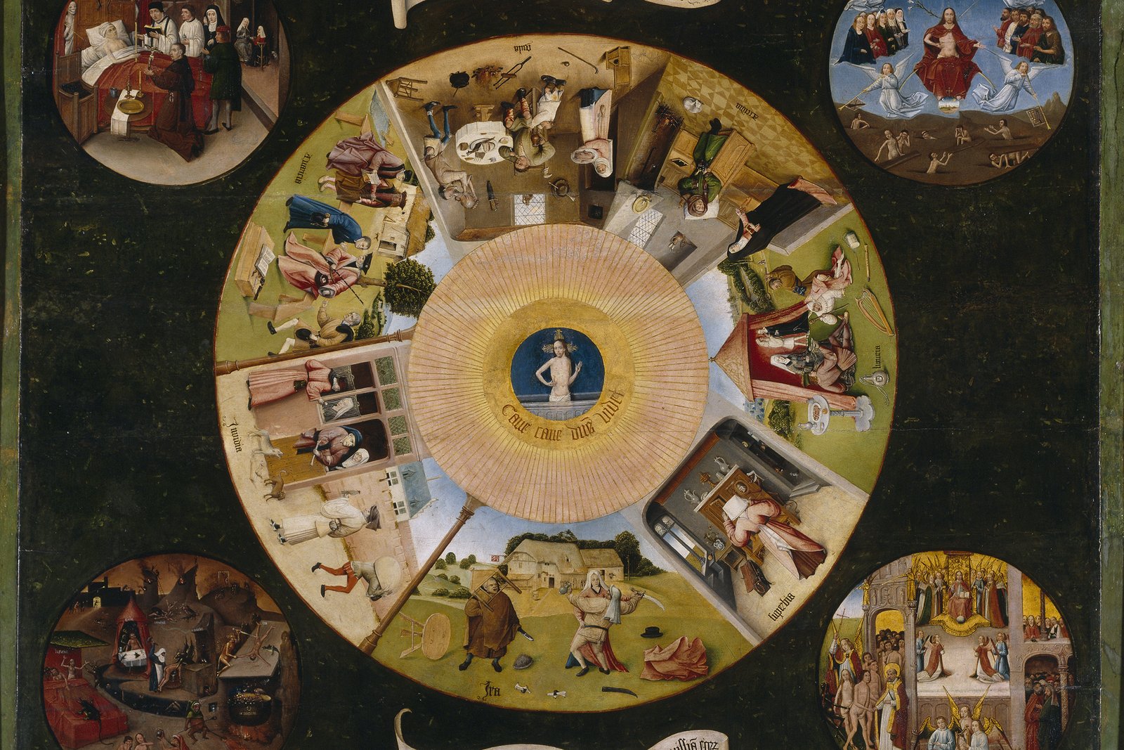 Hieronymus Bosch's The Seven Deadly Sins and the Four Last Things, a tabletop painting of the vices and final judgment