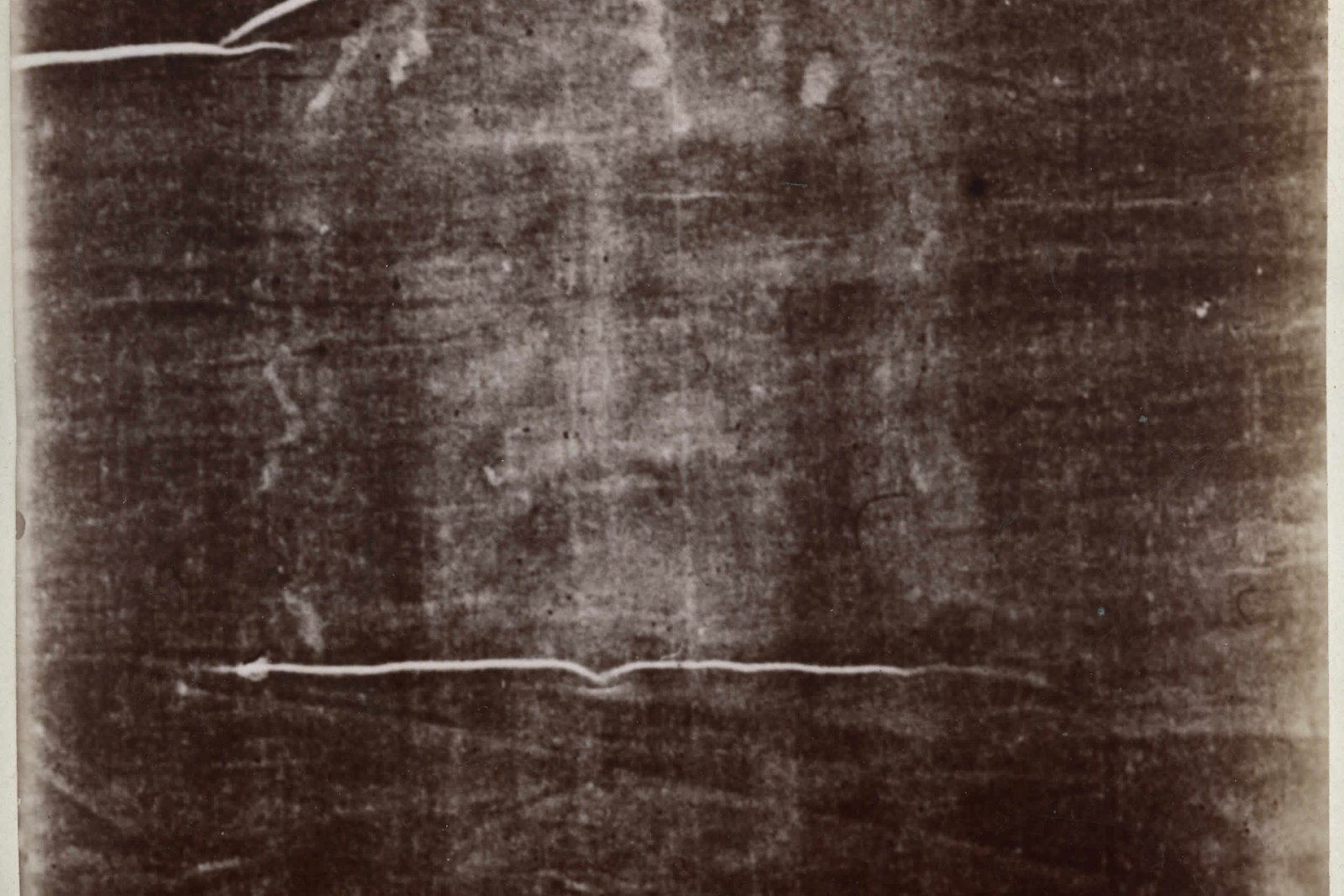 Secondo Pia's 1898 photographic negative of the Shroud of Turin, revealing the positive facial image