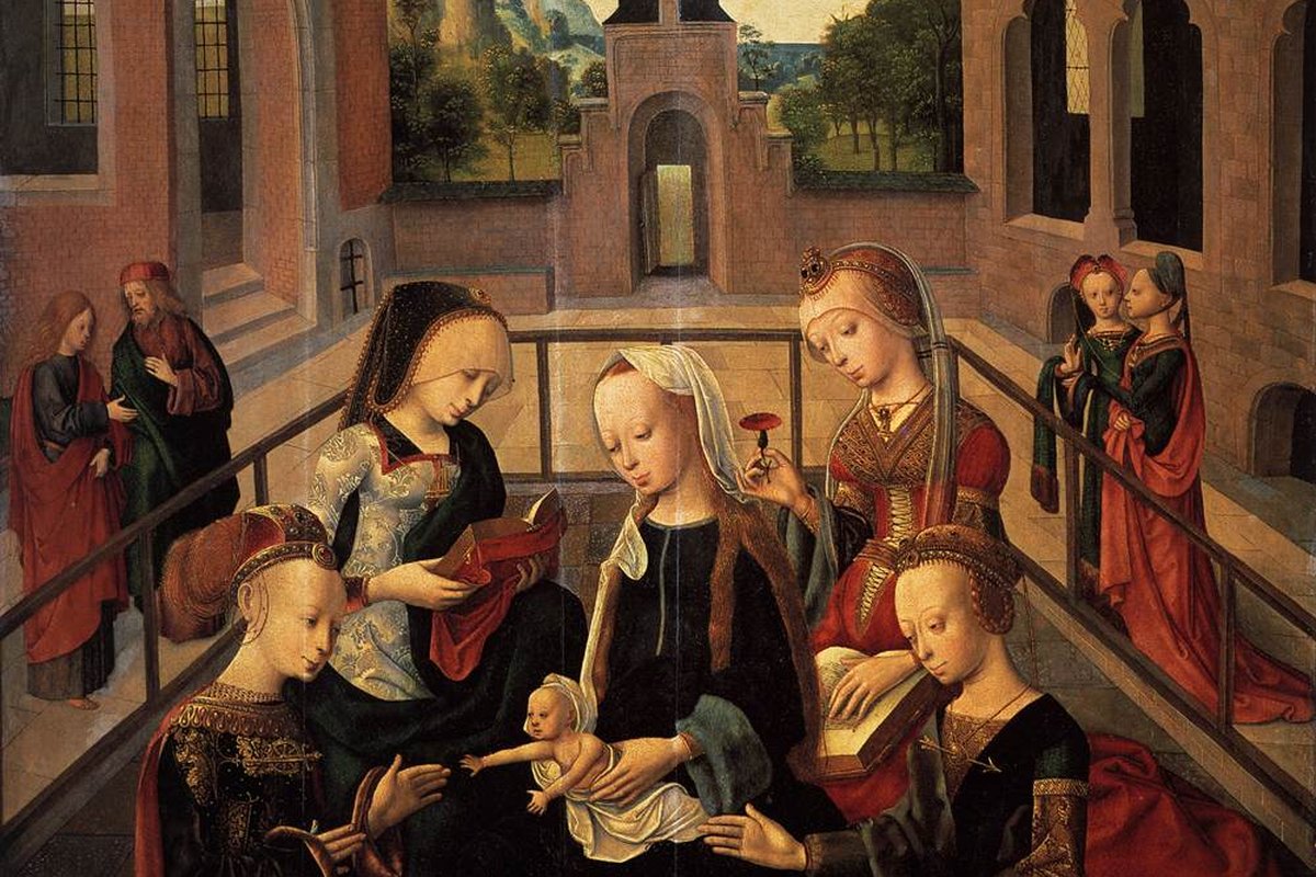 The Virgin and Child surrounded by the virgin martyrs Catherine, Cecilia, Barbara, and Ursula