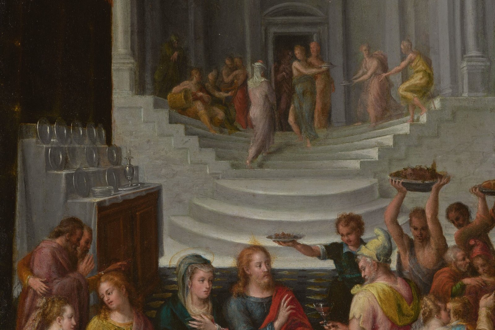 Lavinia Fontana's Renaissance painting of the Wedding Feast at Cana, depicting the marriage banquet where Jesus performed his first miracle.