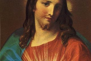 Pompeo Batoni's 18th-century devotional painting of the Sacred Heart of Jesus, one of the most widely reproduced images on holy cards for over two centuries.