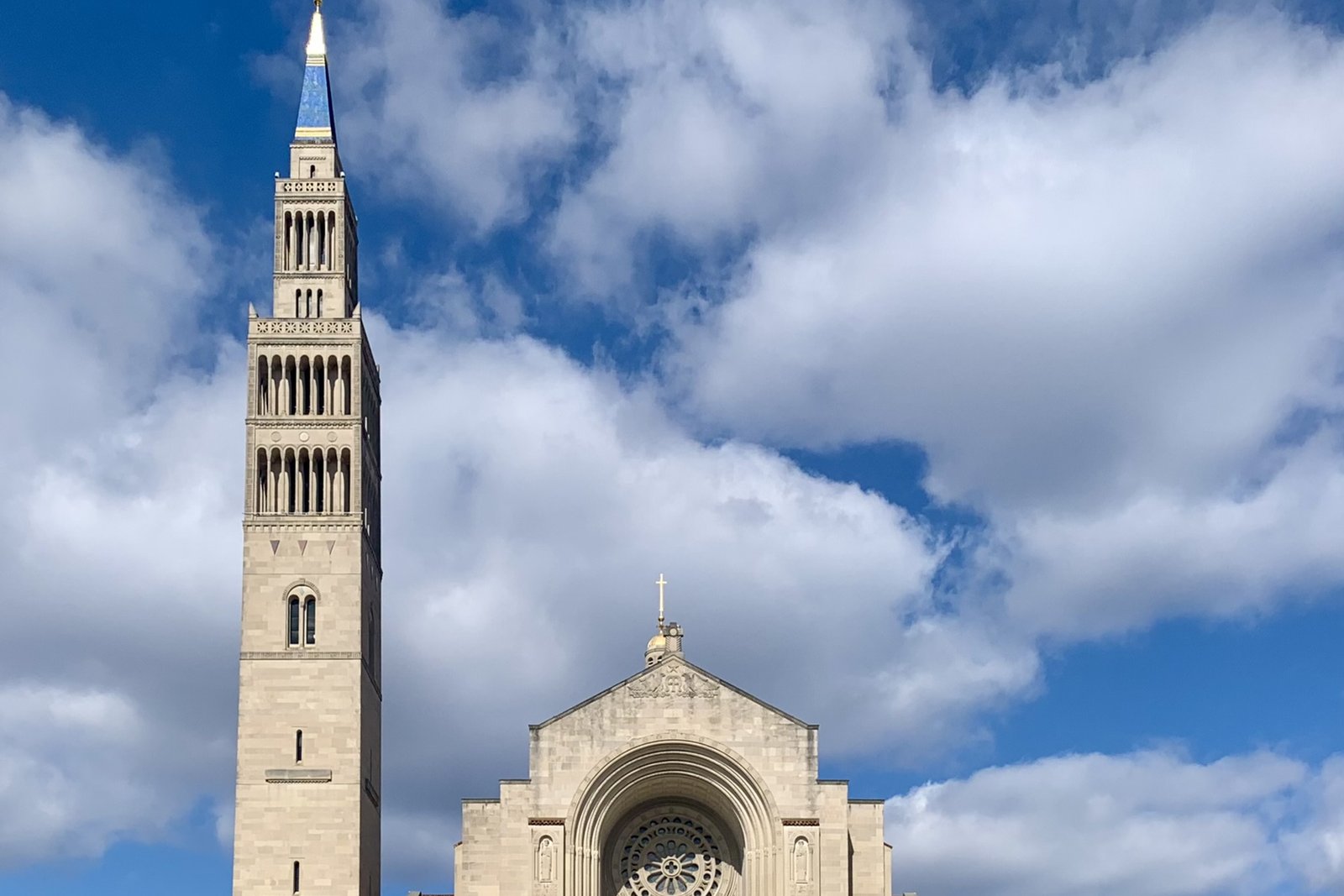 The exterior of the Basilica of the National Shrine of the Immaculate Conception in Washington, D.C.